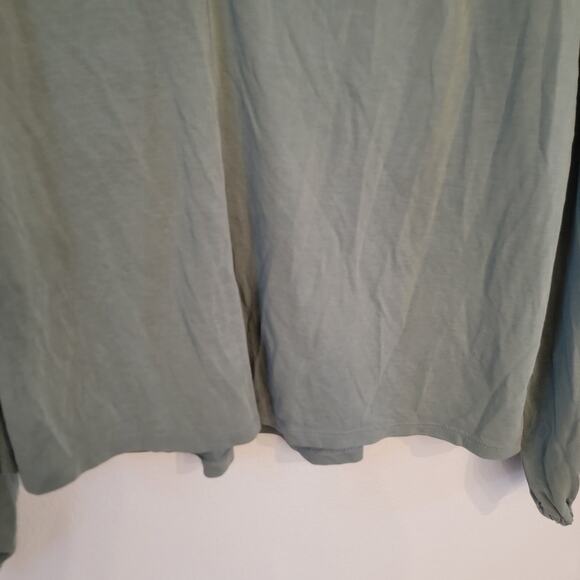 Lucky Brand Soft Green Longsleeve Notched Neck Sandwash Top XL Peasant Prairie‎ - Picture 8 of 16